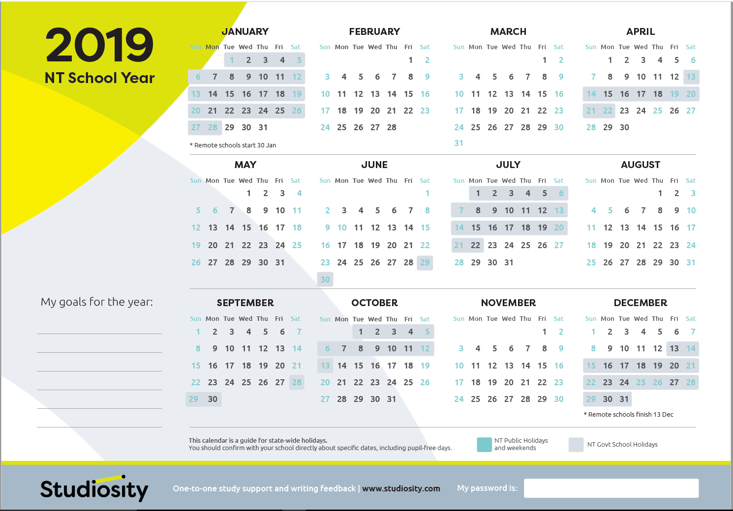 School terms and public holiday dates for NT in 2019 Studiosity
